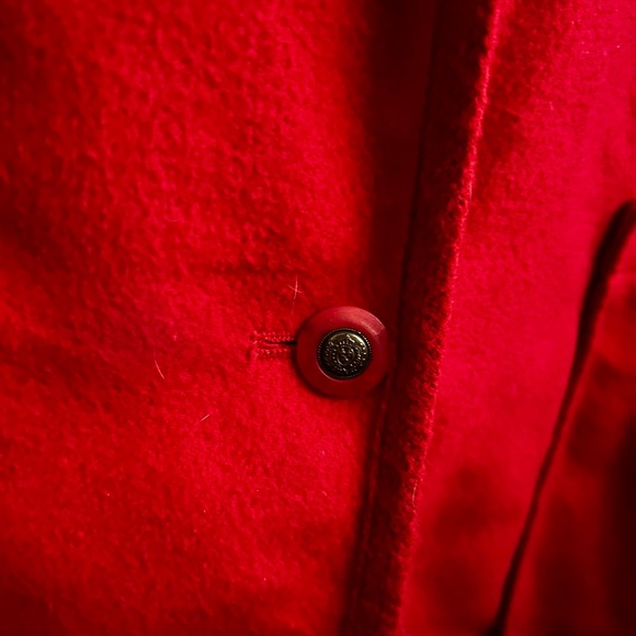 Leslie Fay Sport Red Wool Blend Blazer Jacket Button Front Pockets Women Size 14 - Picture 4 of 7